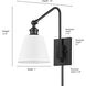 Elyon 14 inch 60 watt Matte Black Swing Arm Sconce Wall Light